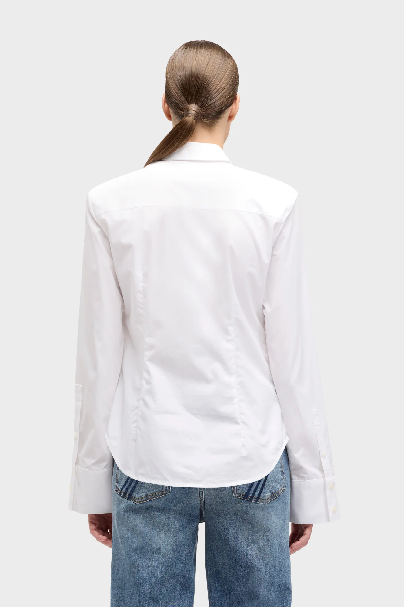 Poplin Fitted Shirt in White - Image 5