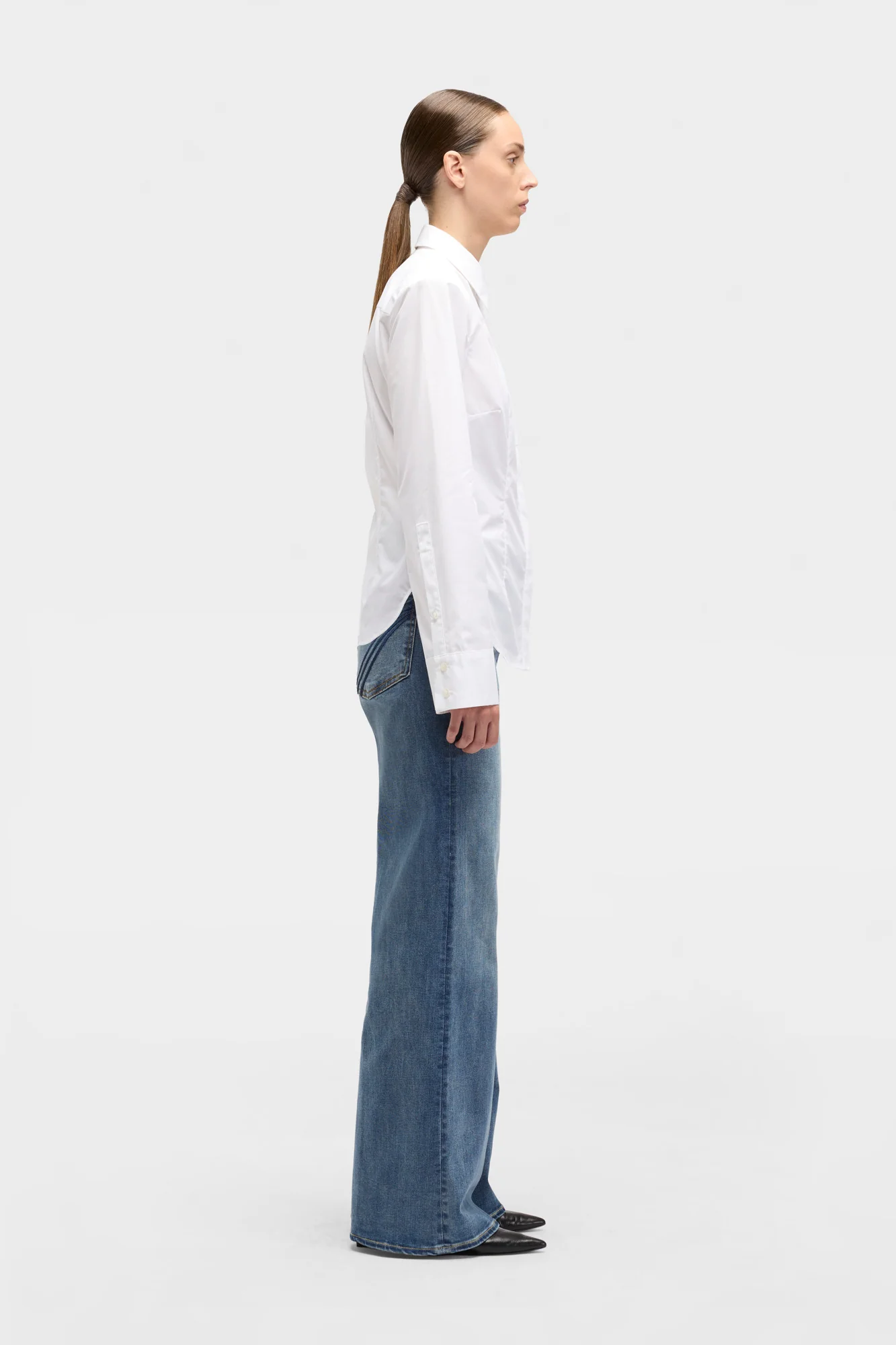 Poplin Fitted Shirt in White - Image 6