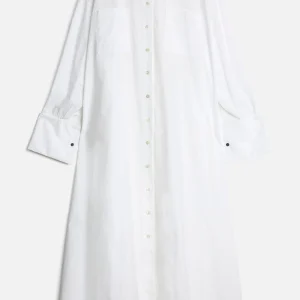 Poplin Maxi Shirtdress in White