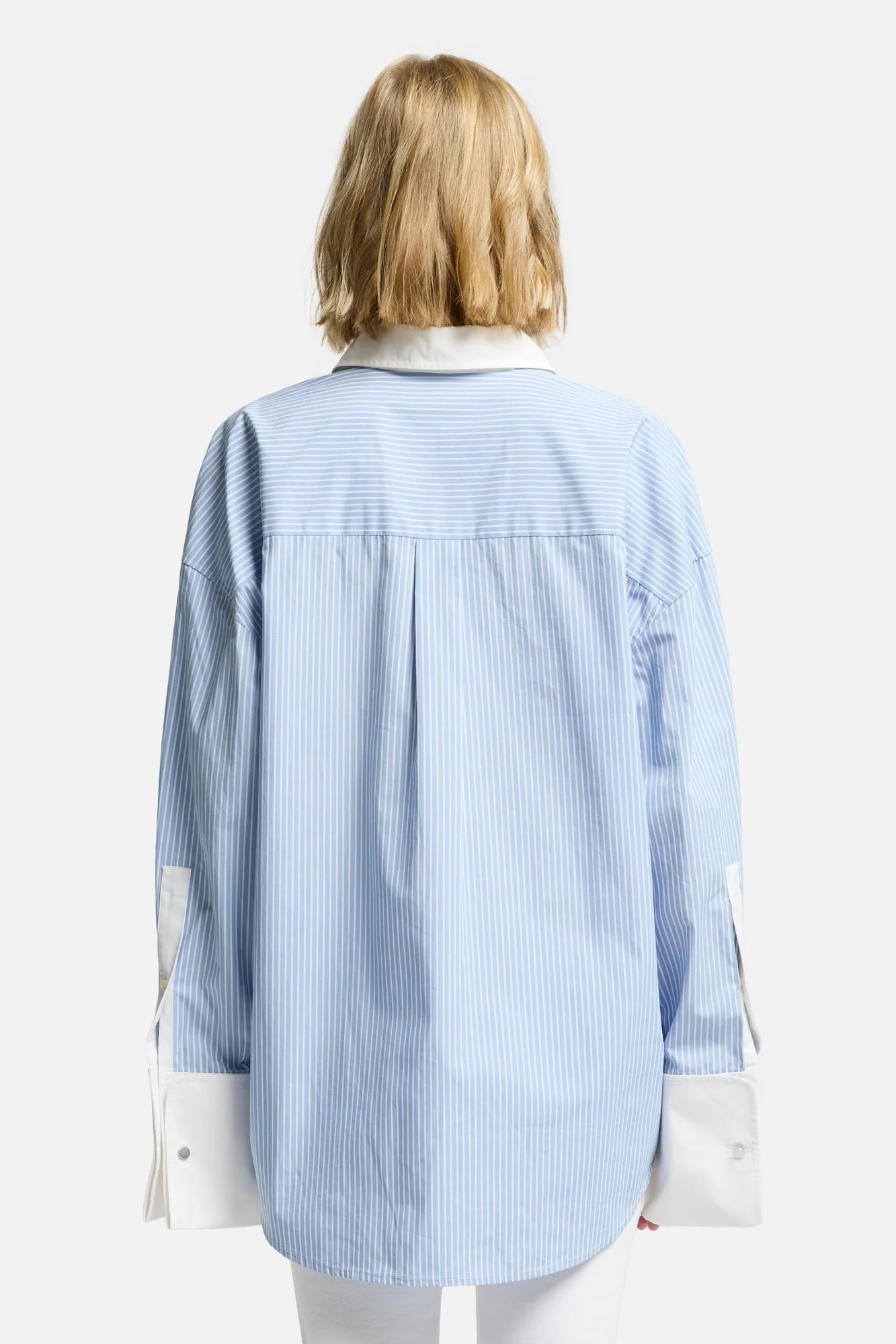 Poplin Oversized Shirt in Pinstripes - Image 5
