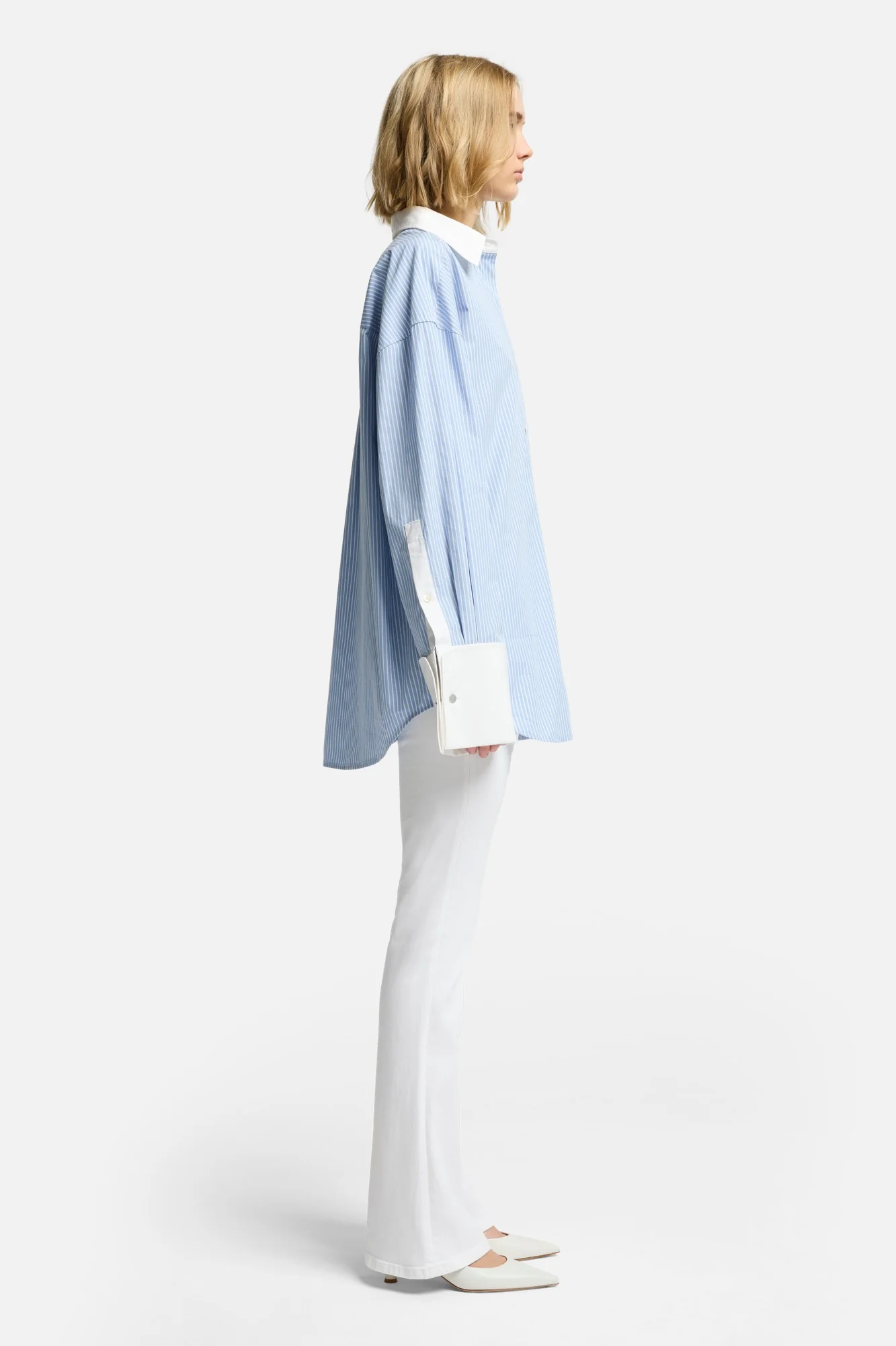 Poplin Oversized Shirt in Pinstripes - Image 6