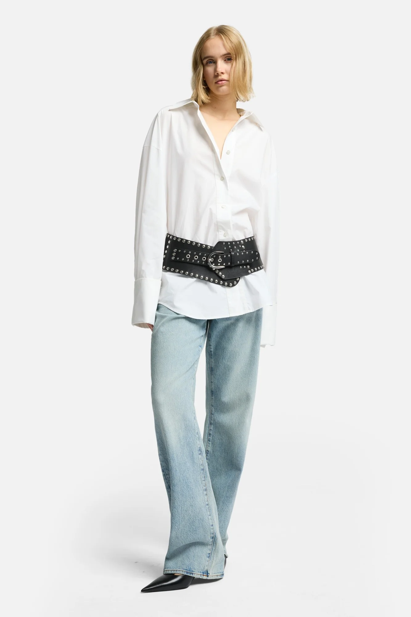 Poplin Oversized Shirt in White - Image 2