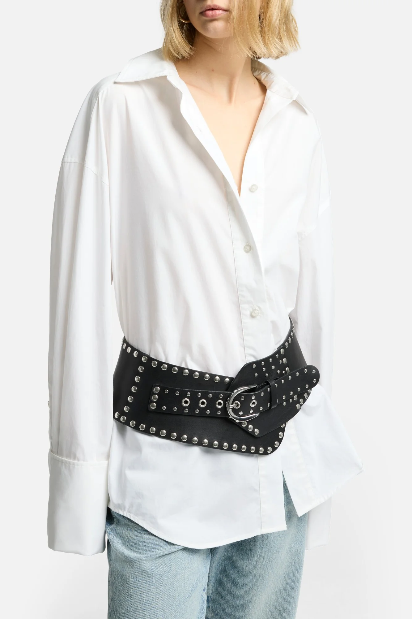 Poplin Oversized Shirt in White - Image 4