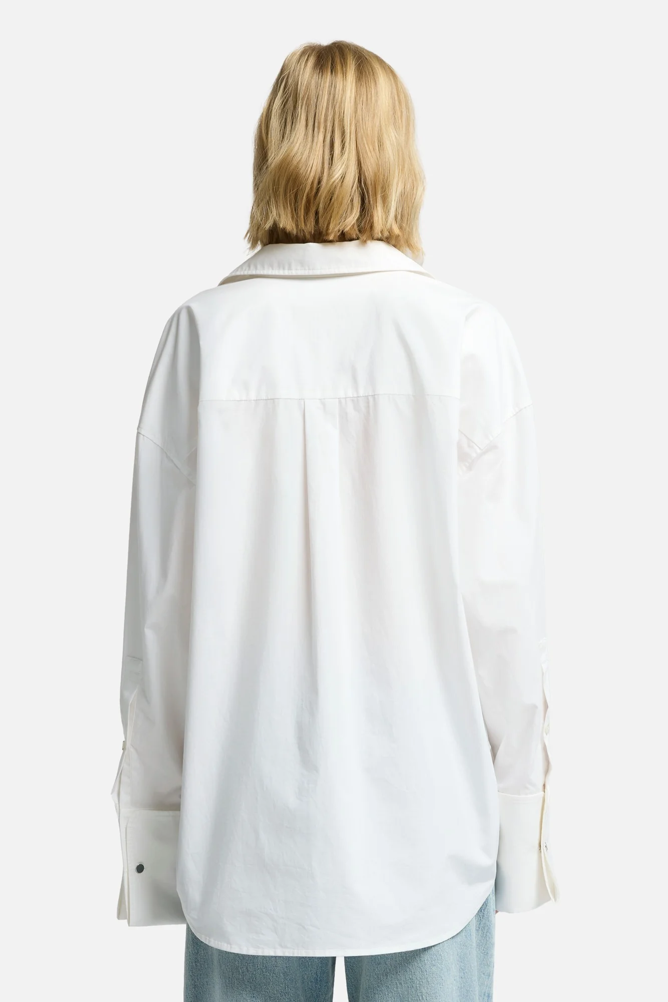 Poplin Oversized Shirt in White - Image 5