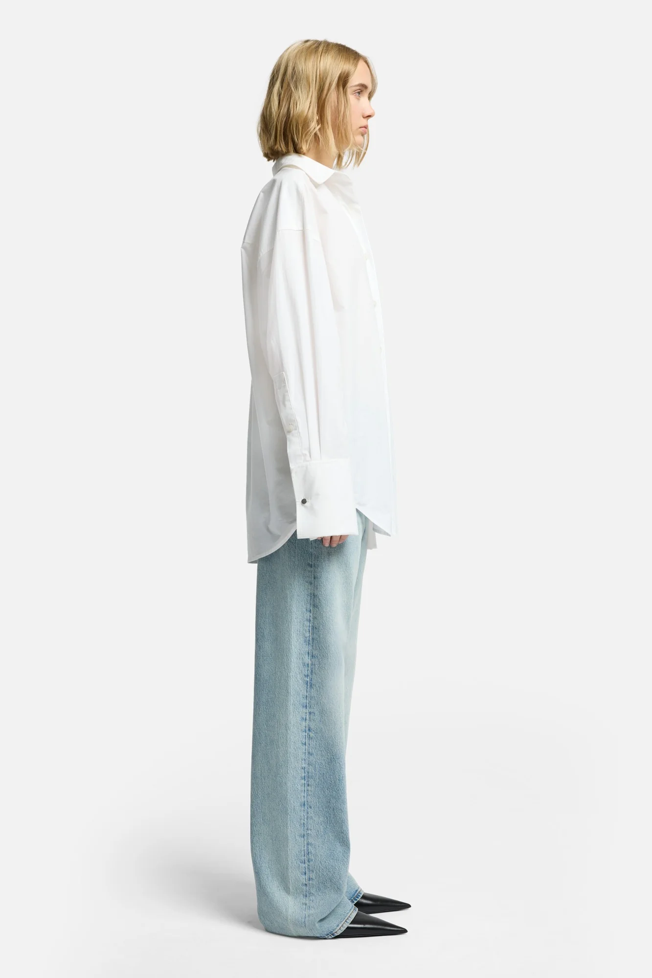Poplin Oversized Shirt in White - Image 6