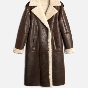 Leather Shearling Coat in Brown