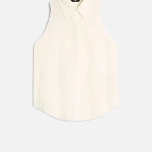Sleeveless Silk Button Down in Ivory