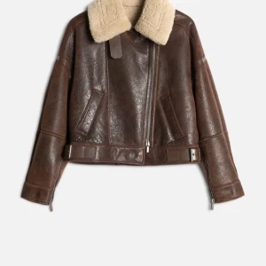 Leather Shearling Jacket in Brown