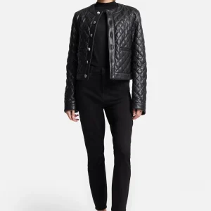 Quilted Leather Jacket in Black