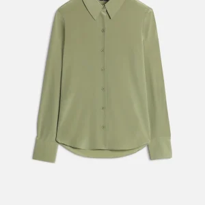 Long Sleeve Silk Blouse in Army