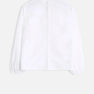 Poplin Balloon Sleeve Shirt in White
