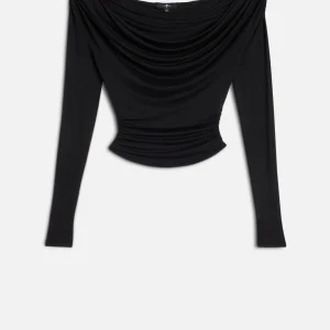 Long Sleeve Draped Top in Black