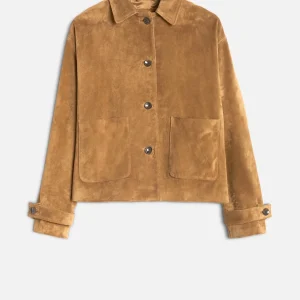 Suede Cropped Chore Jacket in Tobacco