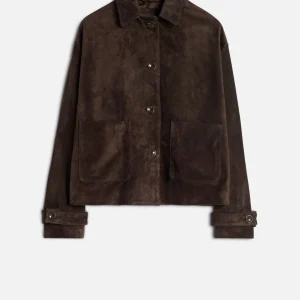 Suede Cropped Chore Jacket in Coffee Bean