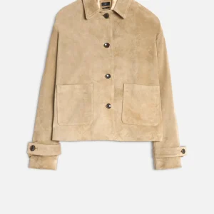 Suede Cropped Chore Jacket in Safari