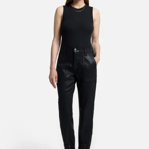 Darted Boyfriend Jogger In Coated Black