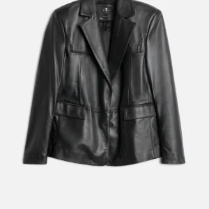 Italian Leather Blazer in Black