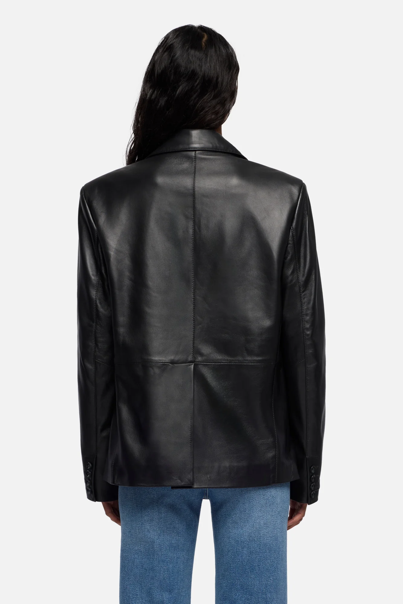 Italian Leather Blazer in Black - Image 5