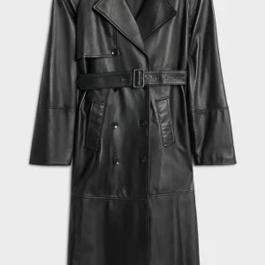 Leather Trench Coat in Black