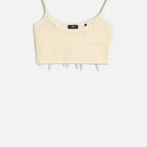 Cropped Open Knit Tank in Ecru