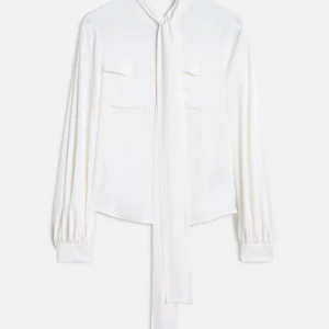 BALLOON SLEEVE BLOUSE in Silk Optical White