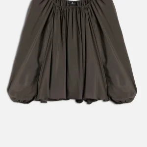 OFF SHOULDER BLOUSE in Silk Brownie