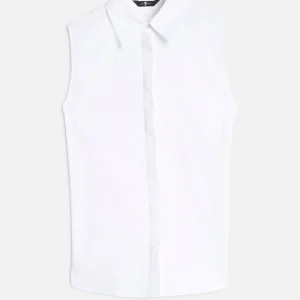 OPEN BACK SLEEVELESS SHIRT in Poplin Optical White