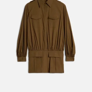 UTILITY MINI DRESS in Poplin Toffee