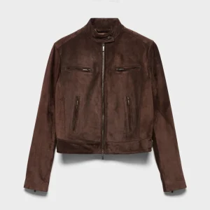 BIKER JACKET in Suede Coffee Bean