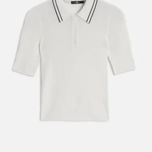 PIPED COLLAR POLO in White