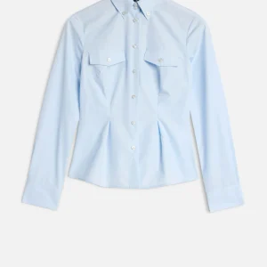 SLANT MILITARY SHIRT in Poplin Light Blue