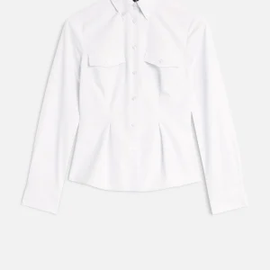SLANT MILITARY SHIRT in Poplin Optical White
