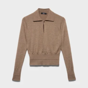 DOUBLE RIB POLO SWEATER in Cashmere Sandcastle