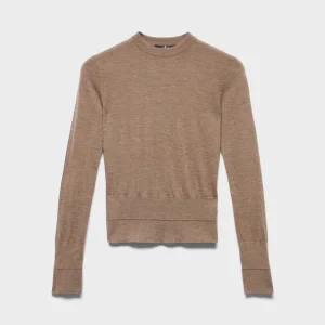 DOUBLE RIB CREWNECK SWEATER in Cashmere Sandcastle