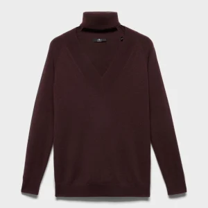 LARGE RIB V-NECK SWEATER in Cashmere Coffee Bean