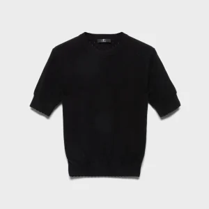 CREWNECK POINTELLE SWEATER in Cashmere Coal
