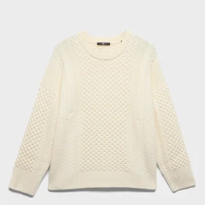 FISHERMAN CREWNECK SWEATER in Merino Wool Ecru