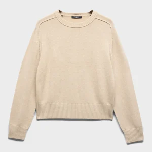 SADDLE CREWNECK SWEATER in Wool Blend Moonbeam
