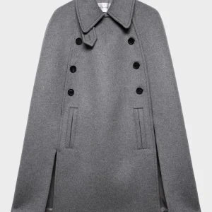 DOUBLE BREASTED CAPE in Wool Mink