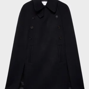 DOUBLE BREASTED CAPE in Wool Sable