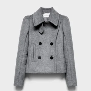DOUBLE BREASTED HIGH SHOULDER JACKET in Wool Mink