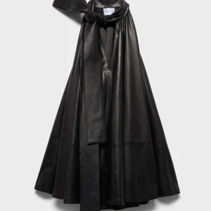 FRILL DRESS in Faux Leather Black