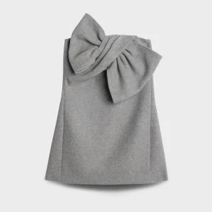 BOW MINI DRESS in Wool Blend Slate