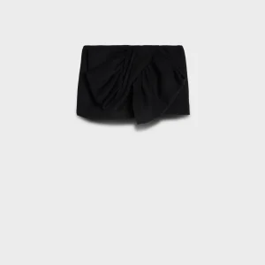 BOW MINI SKIRT in Wool Blend Black