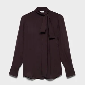 LONG SLEEVE BOW SHIRT in Silk Cherry