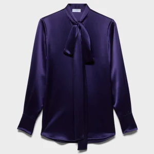 LONG SLEEVE BOW SHIRT in Satin Icevine