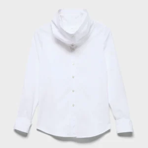 HIGH NECK LONG SLEEVE SHIRT in Poplin Off White