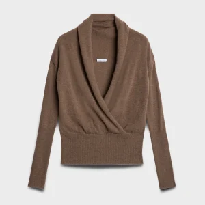 WRAP V-NECK SWEATER in Wool Seashell
