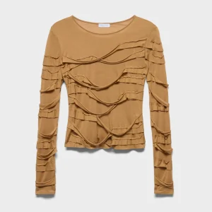 RIBBON LONG SLEEVE TEE in Viscose Seashell