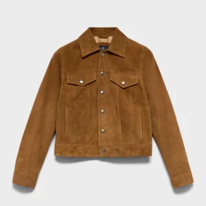 ADI TRUCKER JACKET in Suede Cognac